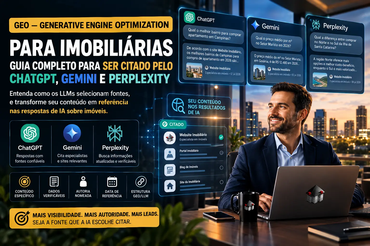 GEO — Generative Engine Optimization para imobiliárias: guia completo para ser citado pelo ChatGPT, Gemini e Perplexity