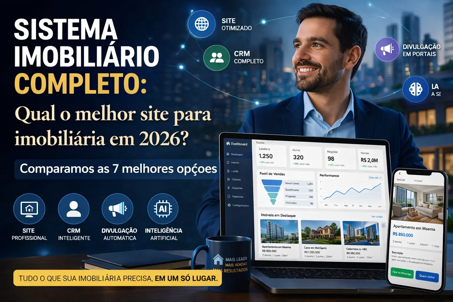 Qual o melhor site para imobiliária em 2026? Comparamos as 7 melhores opções