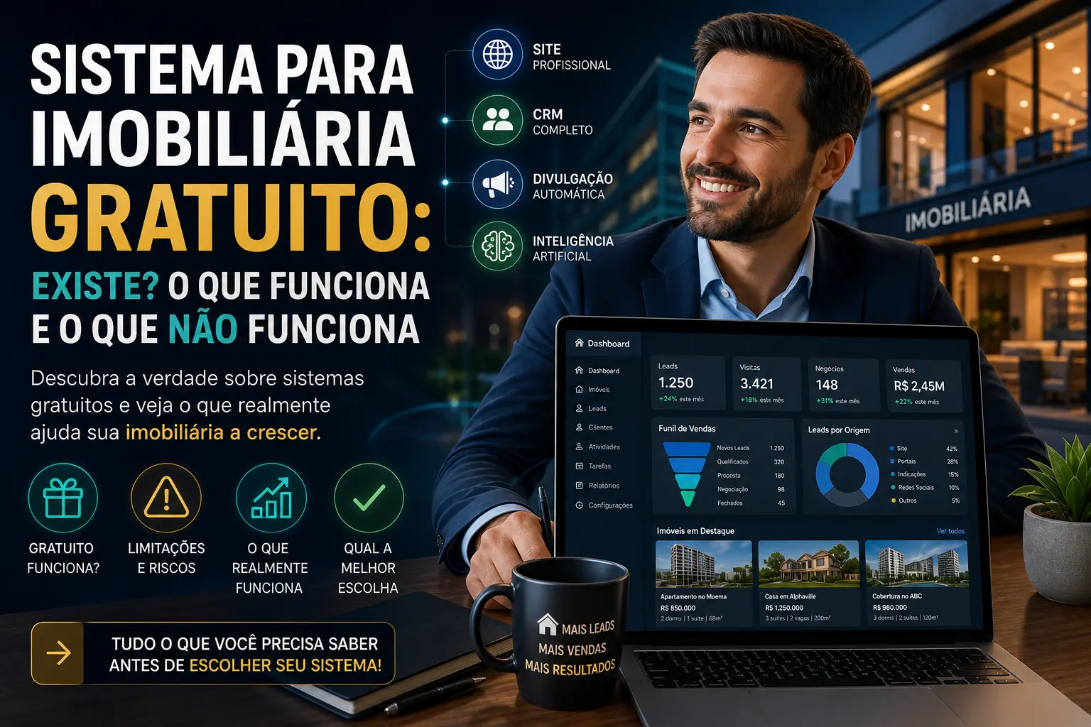 Sistema para imobiliária gratuito: existe? O que funciona e o que não funciona